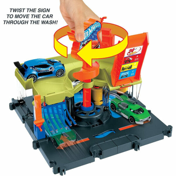 hot wheels city downtown express car wash playset, with 1 toy car (1)