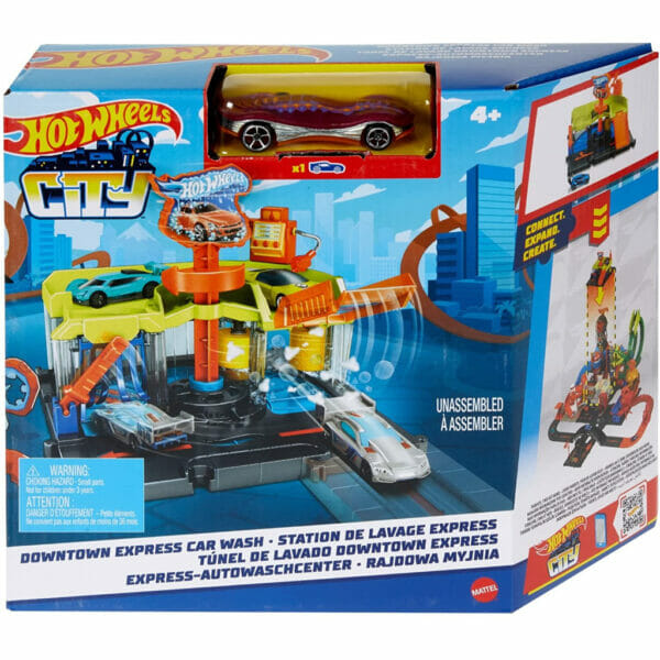 hot wheels city downtown express car wash playset, with 1 toy car (2)