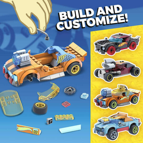 hot wheels mega construx car customizer construction set rally cat, dawgzilla, night shifter (5)