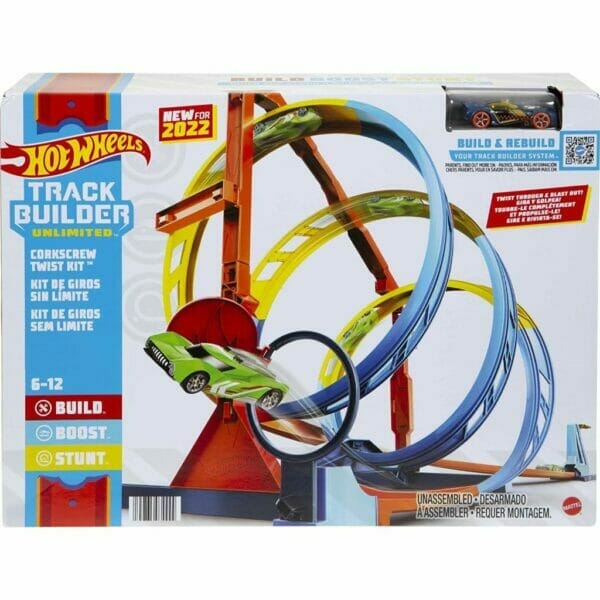 hot wheels track builder unlimited corkscrew twist kit playset, gift for kids (4)