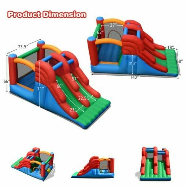inflatable bounce house 3 in 1 dual slides jumping castle bouncer without blower2