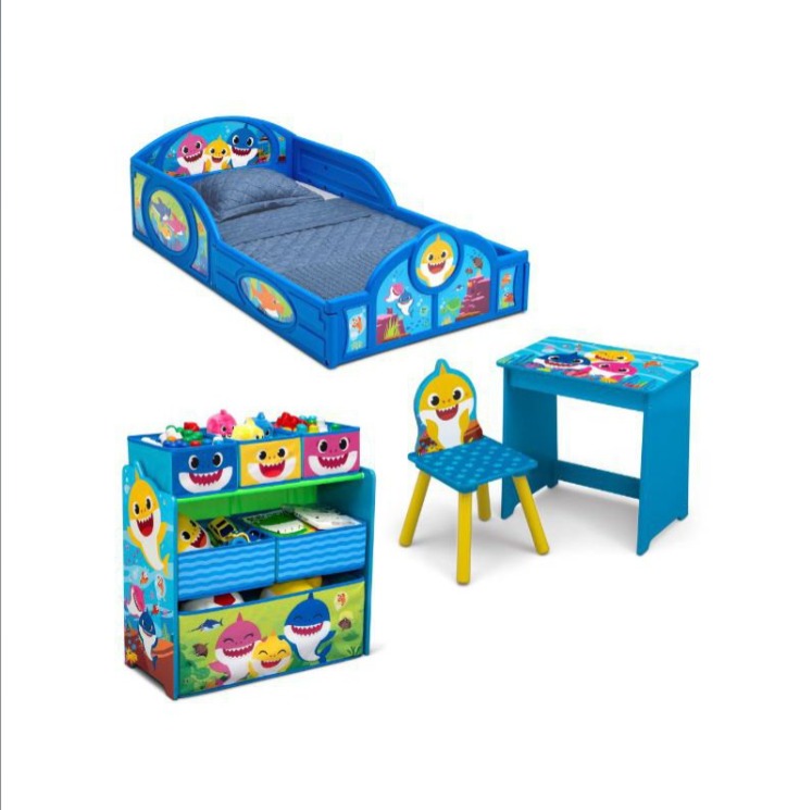 baby shark 4 piece room in a box bedroom set by delta children1