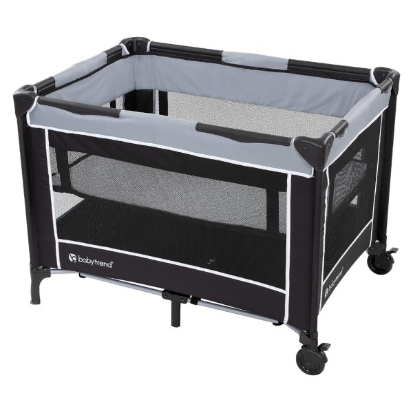 baby trend portable playard with bassinet, twinkle grey
