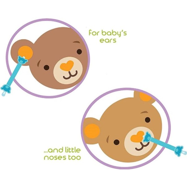 oogiebear two pack patented curved scoop and loop; safe baby nasal booger and ear cleaner baby nose cleaner gadget for infants and toddlers. dual earwax snot removal orange seafoam (no c ( (2)
