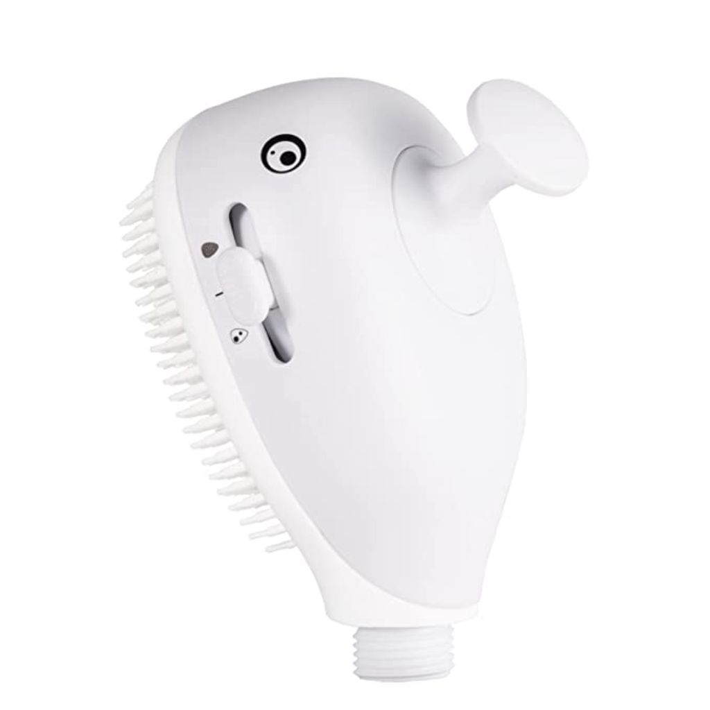 baby bath shower head single shower head shark bath sprayer for kids with soft silicone brush white color