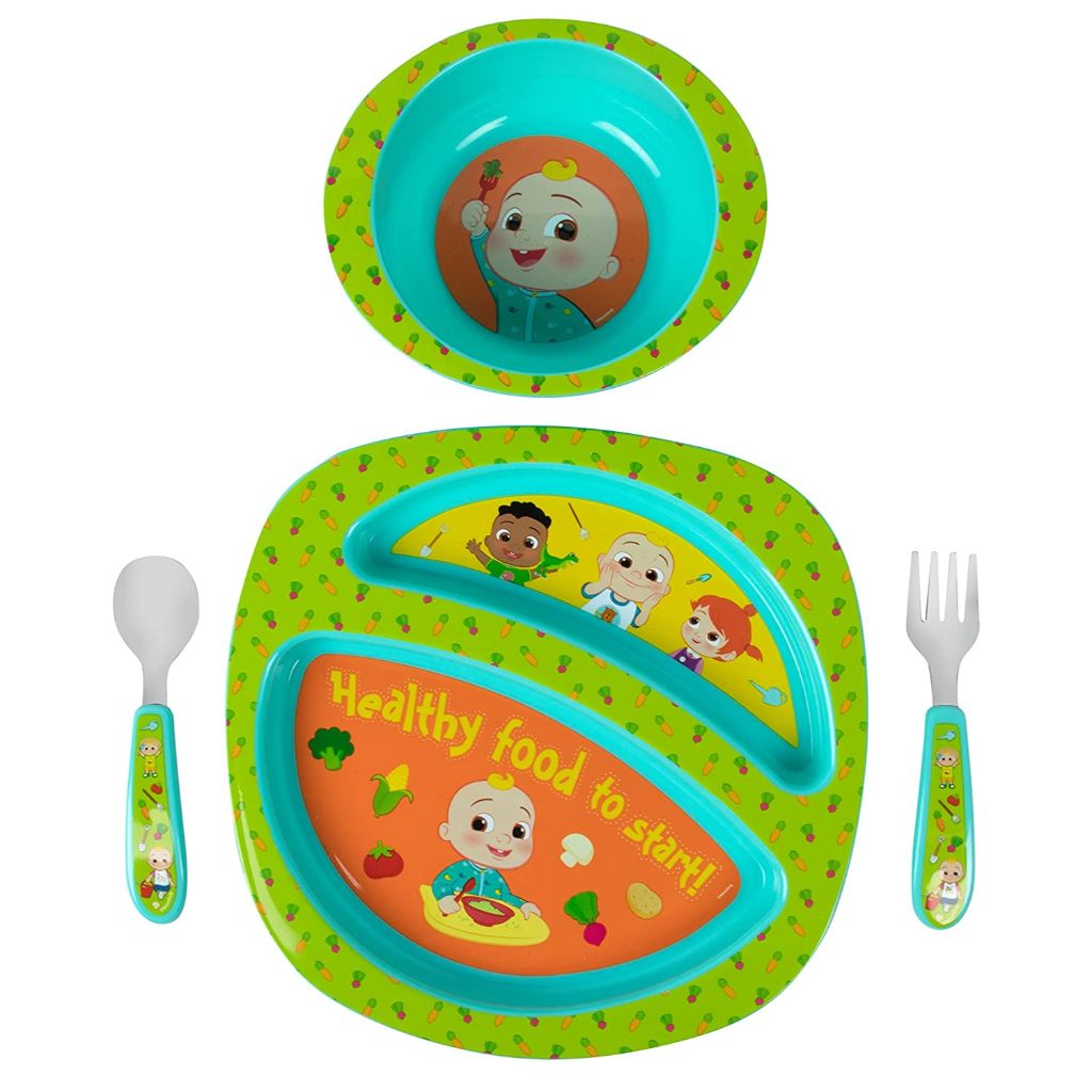 cocomelon dinnerware set toddler plates and toddler utensils