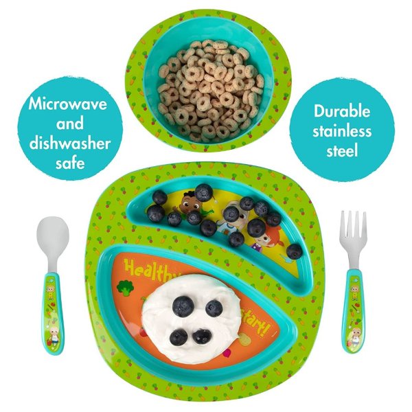 cocomelon dinnerware set toddler plates and toddler utensils1