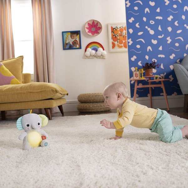 bright starts hugabye baby musical light up soft toy​ newborn+, elephant2