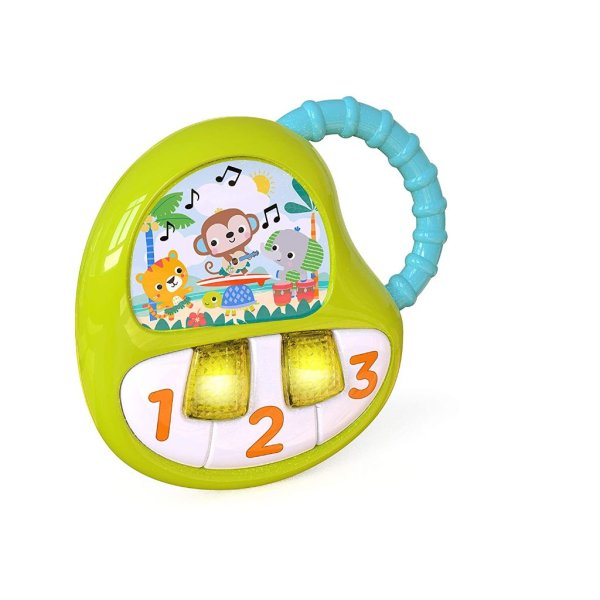 bright starts tropikeys on the go light up baby piano musical toy with easy grasp handle