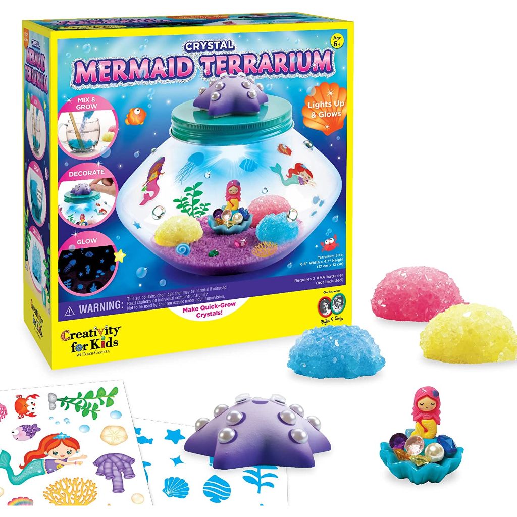 creativity for kids crystal mermaid terrarium kit stem projects for kids ages 6 8+, arts and crafts for girls and boys