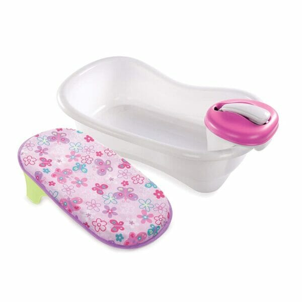 summer newborn to toddler bath center and shower (pink) – bathtub includes four stages that grow with your child