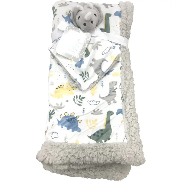 cribmates soft plush blanket with blankie pal set, little dinosaurs (3)