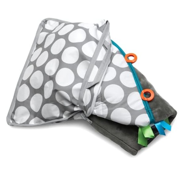 boppy shopping cart and high chair coverâ€”preferred gray jumbo dots with attached crinkle book toy with integrated storage pouch, 6 48 months, 1 count (pack of 1) (2)