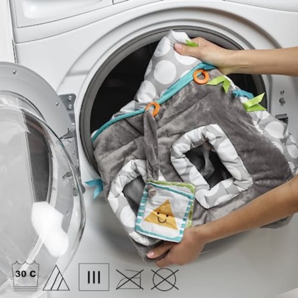 boppy shopping cart and high chair coverâ€”preferred gray jumbo dots with attached crinkle book toy with integrated storage pouch, 6 48 months, 1 count (pack of 1) (6)