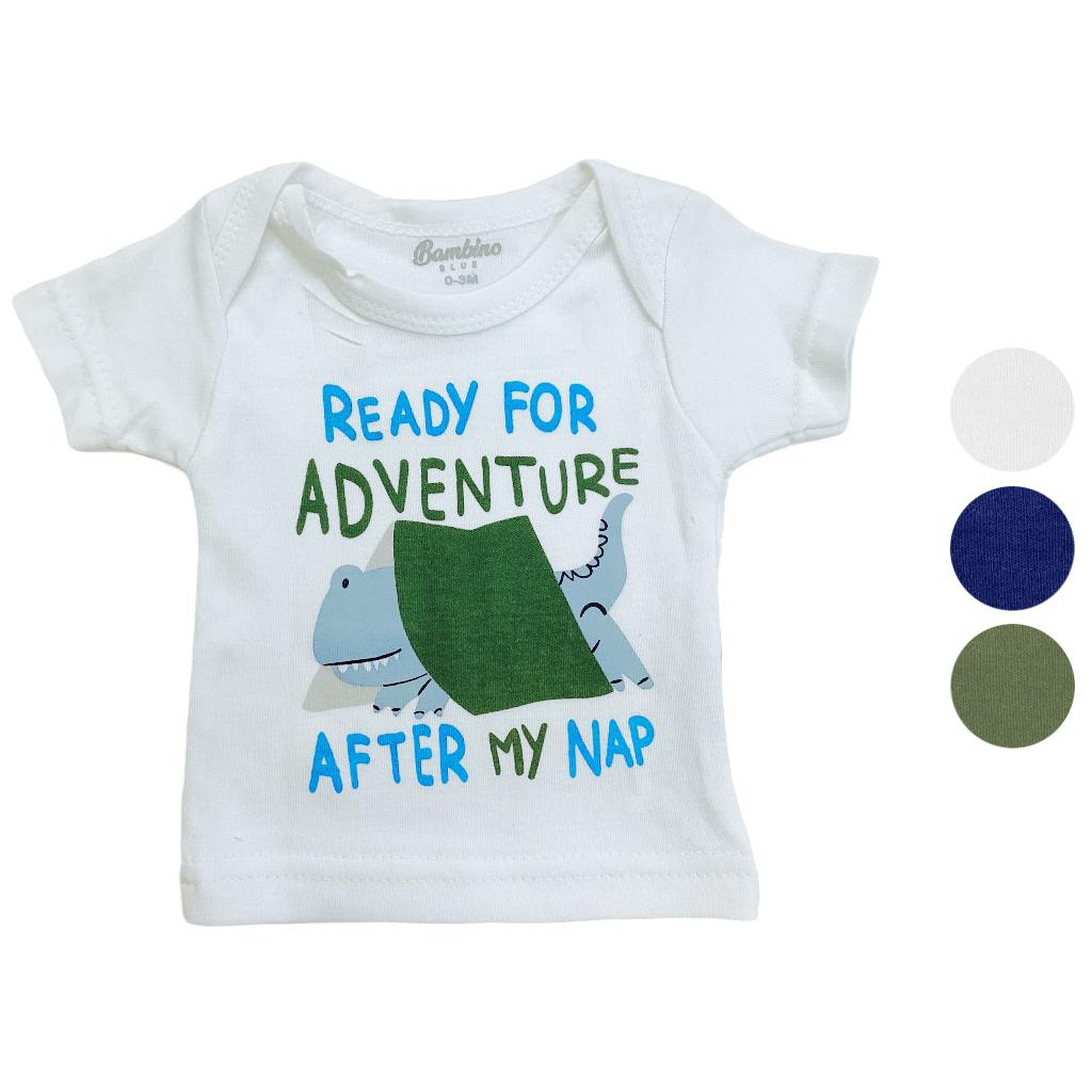 boys short sleeves t shirt, color ground with print with envelope fold
