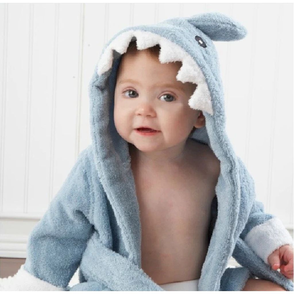 baby towel robe – shark
