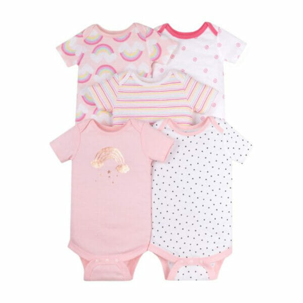 little star organic baby girls organic bodysuits, 5 pack rose quartz (12 months)1