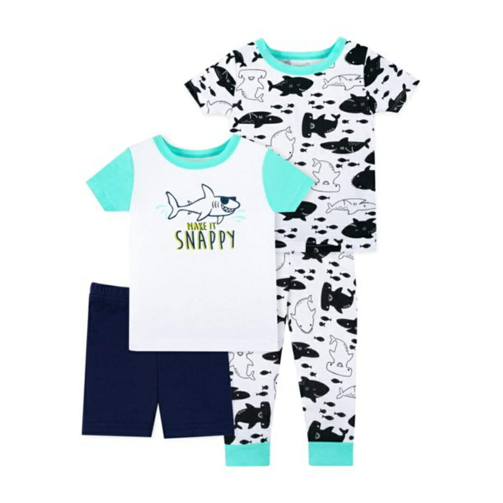 little star organic baby toddler boy short sleeve snug fit cotton pajamas, 4pc set1