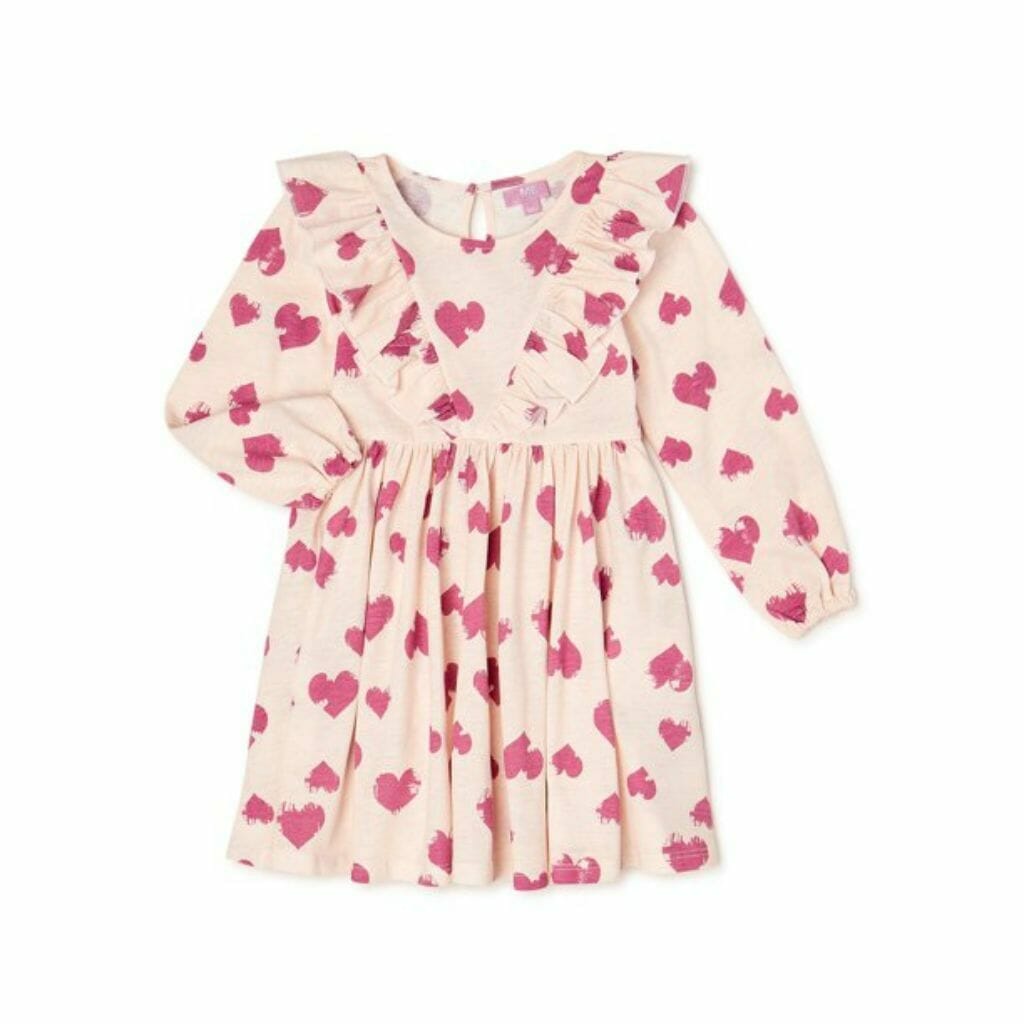 mila & emma toddler girls’ long sleeve sueded jersey dress with pockets 1