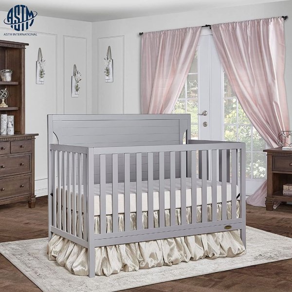 dream on me cape cod 5 in 1 convertible crib in pebble grey, greenguard gold certified , 50x30x44 inch3