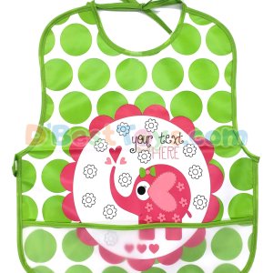 baby feeding bibs green and pink elephant