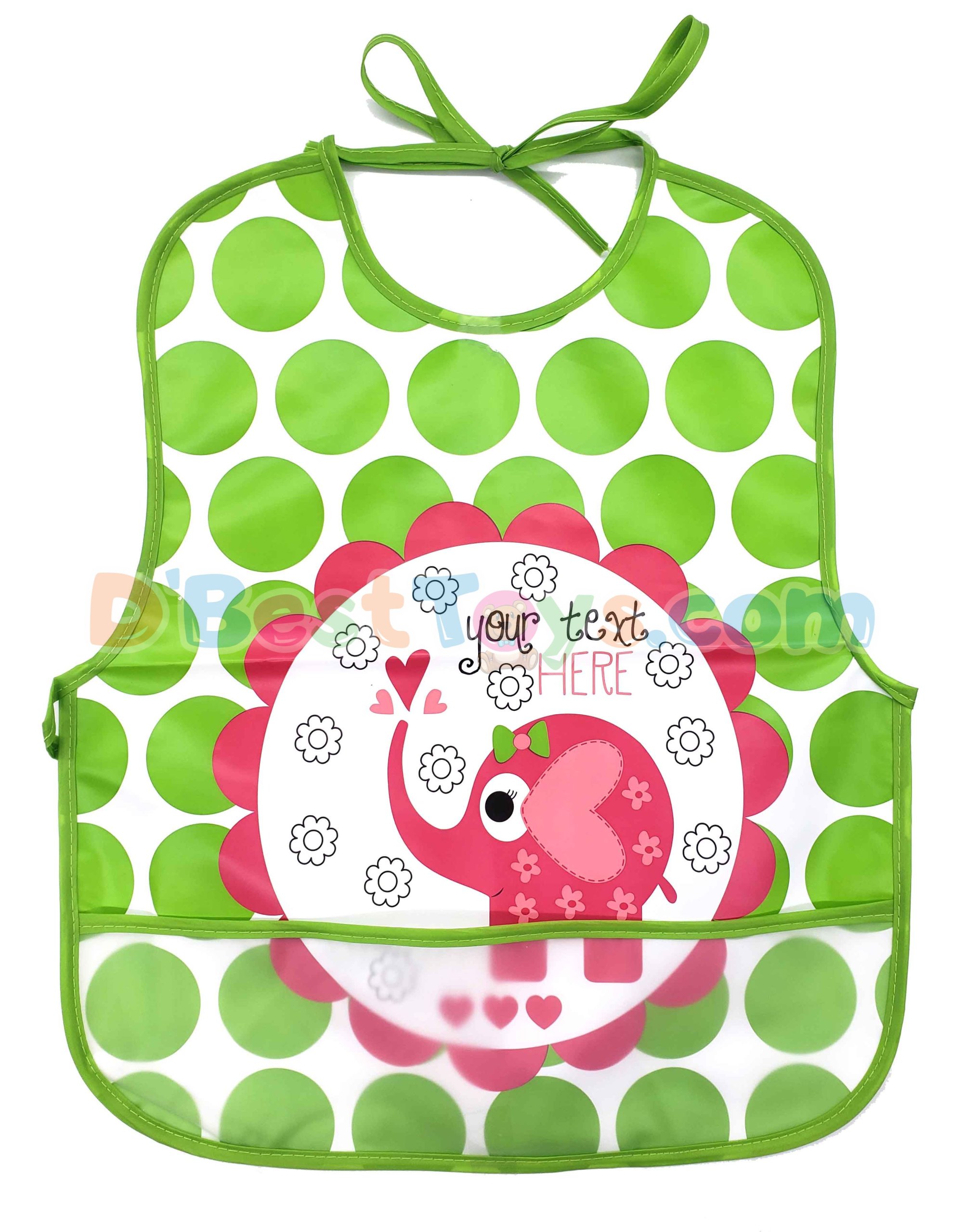 baby feeding bibs green and pink elephant