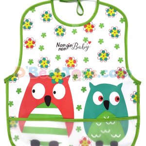 baby feeding bibs pink and blue owls