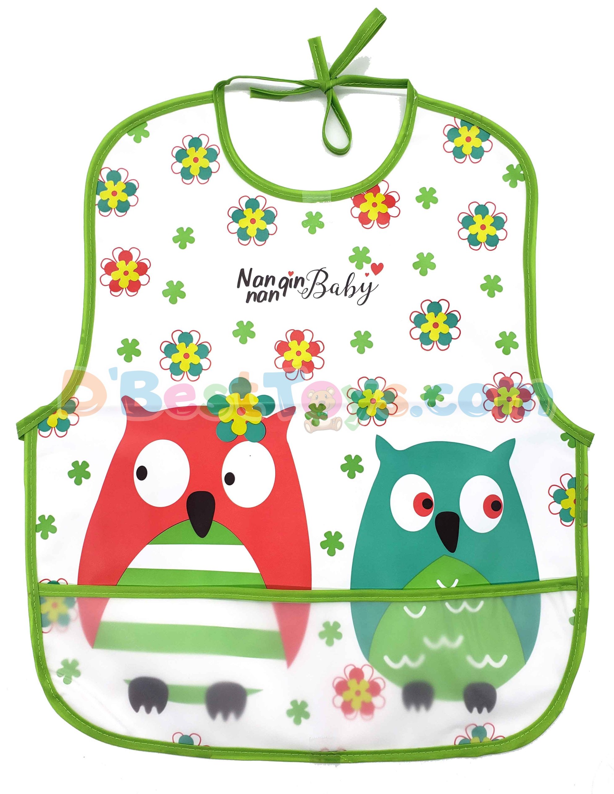 baby feeding bibs pink and blue owls