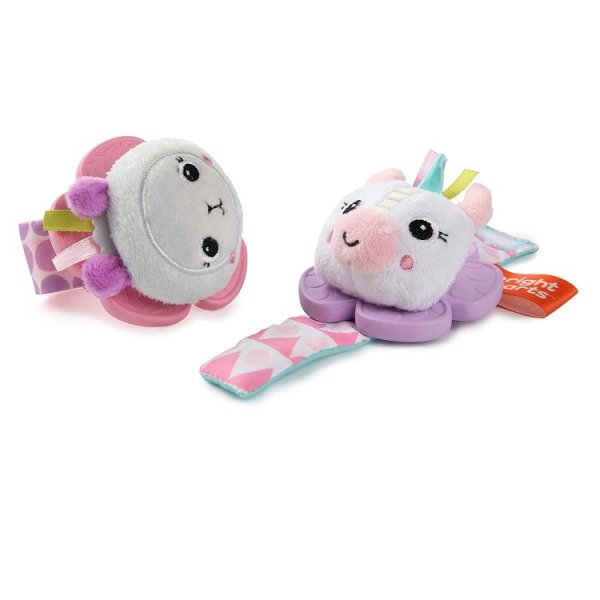 bright starts rattle & teethe wrist pals toy, unicorn & llama3