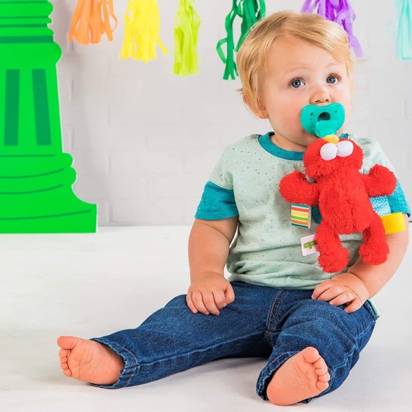 bright starts sesame street cozy coo soothing bpa free pacifier with plush toy1