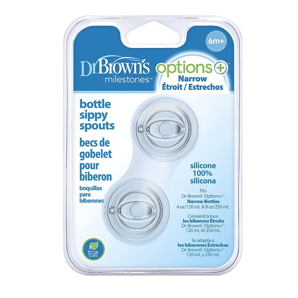 dr. brown’s milestones options+ narrow bottle sippy sprouts 2 pack1