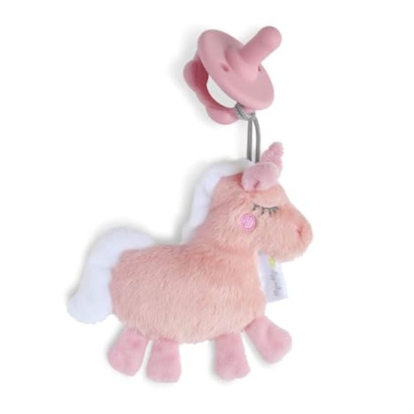 itzy ritzy pacifier & lovey set; detachable plush unicorn & coordinating pink silicone pacifier; ideal for ages 0 months & up, unicorn , 4 x 0.5 x 5 inch (pack of 1) (3)