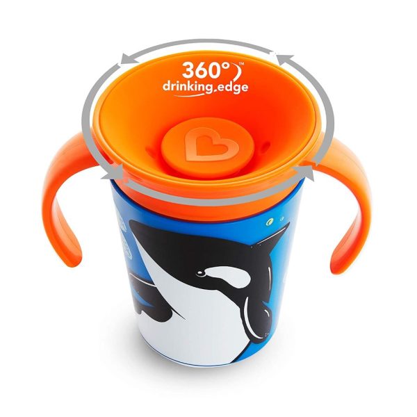 munchkin 6oz miracle® 360° wildlove trainer cup – killer whale 1