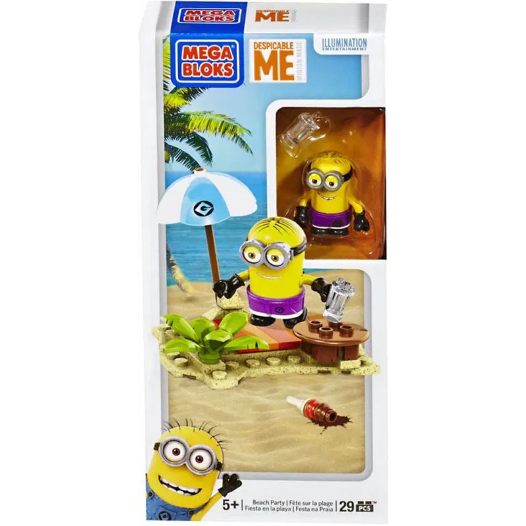 mega bloks despicable me minion made beach party set (29 pcs)