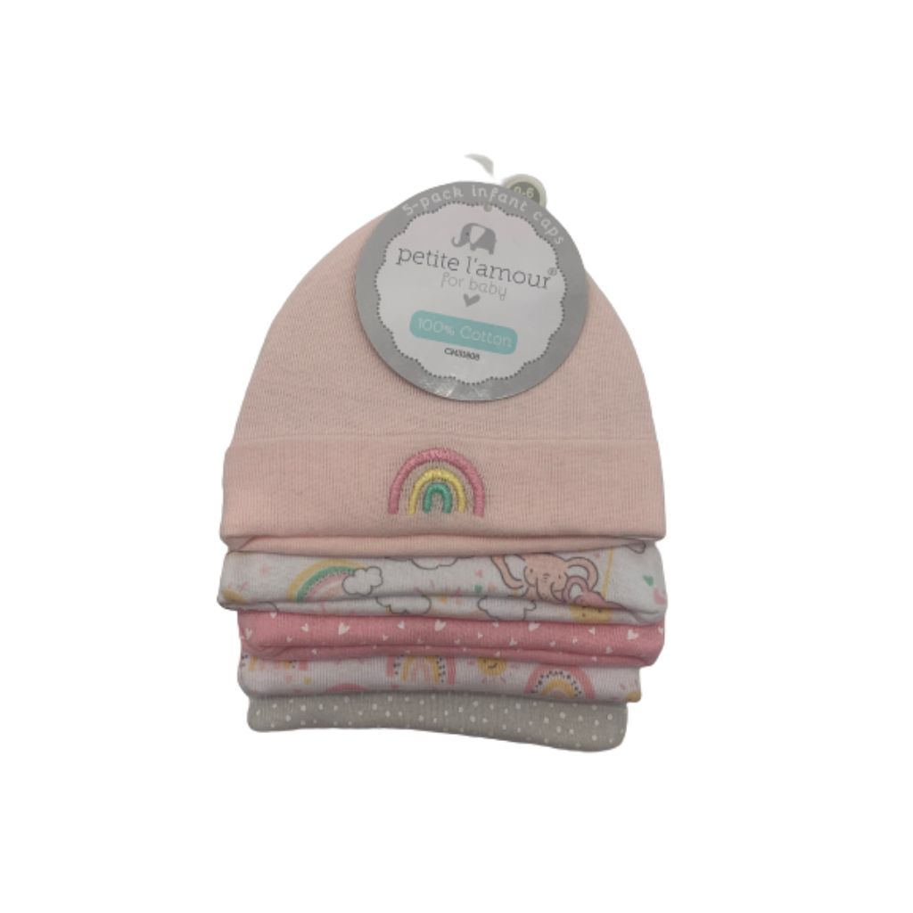 petite l amour pink 5 pack infant caps 1 removebg preview