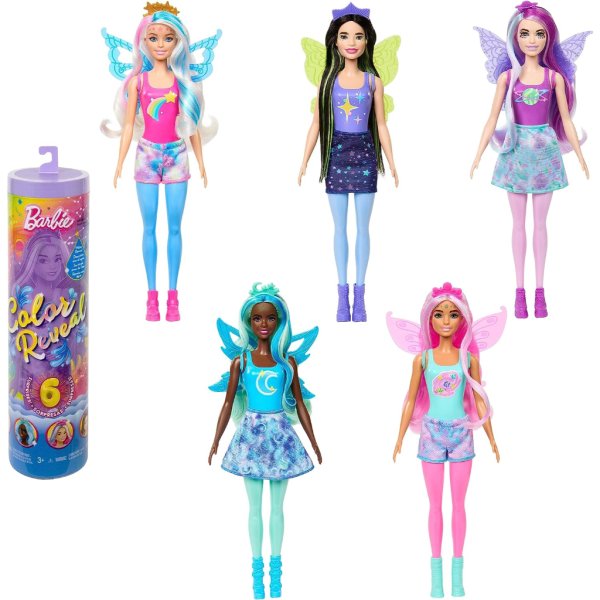 barbie color reveal rainbow galaxy series doll set with 6 surprises, heavenly glow and colour change, children's toy, from 3 years2