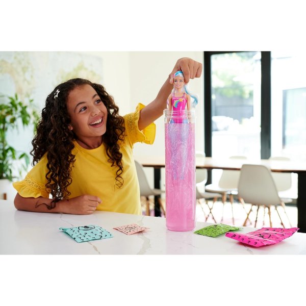 barbie color reveal rainbow galaxy series doll set with 6 surprises, heavenly glow and colour change, children's toy, from 3 years6