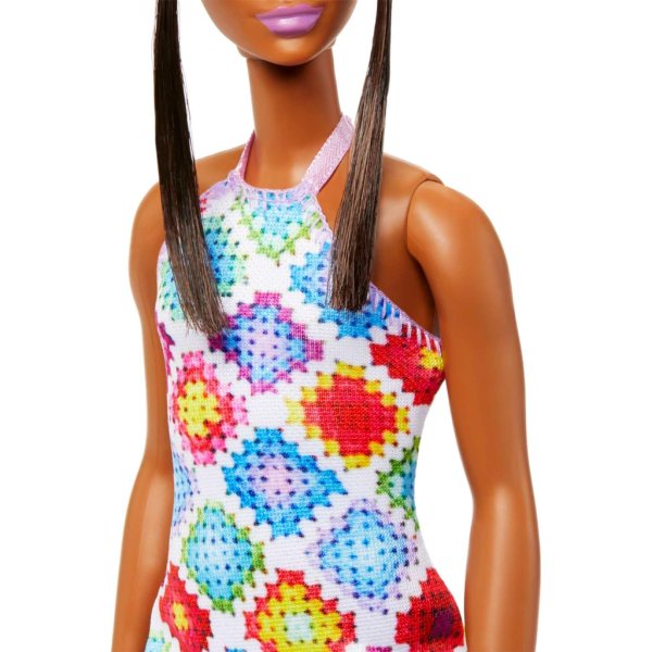 barbie fashionistas doll #210 with bun and crochet halter dress6