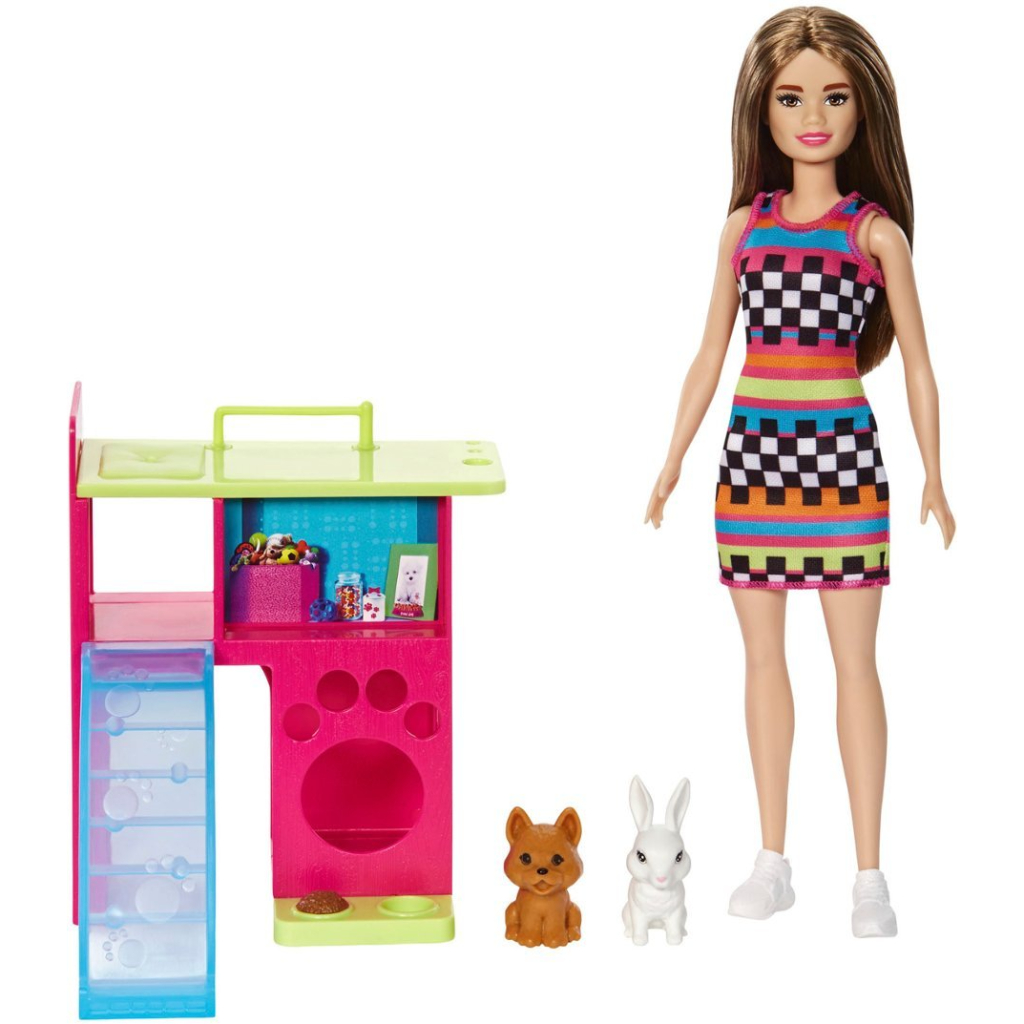 barbie pet playhouse playset with doll