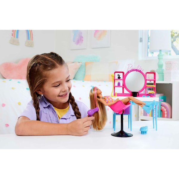 barbie totally hair doll, dressing table, 15+ accessories, colour changing effect, for children from 3 years2