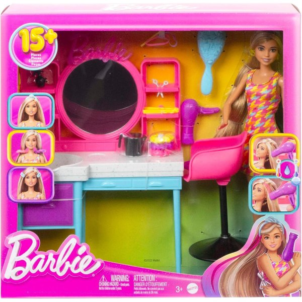 barbie totally hair doll, dressing table, 15+ accessories, colour changing effect, for children from 3 years6