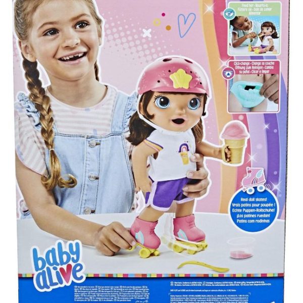 baby alive roller skate baby doll with brown hair, 12 inch doll 3