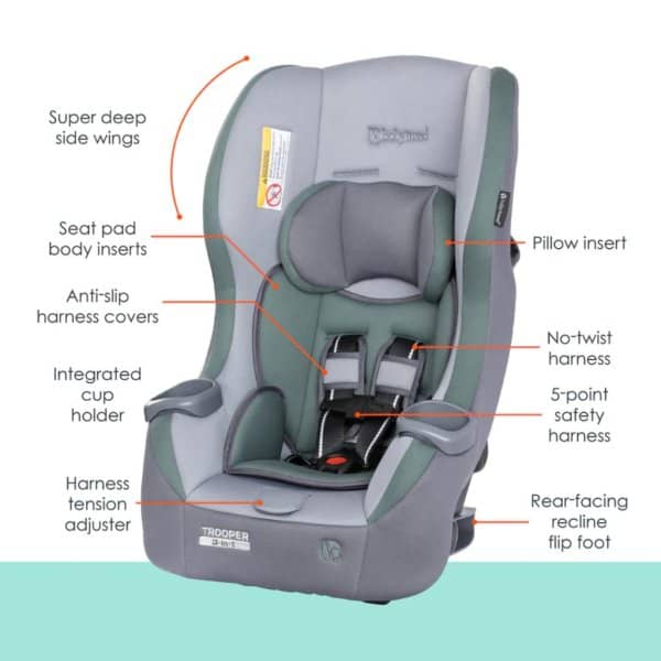 baby trend trooper 3 in 1 convertible car seat, dash sage2