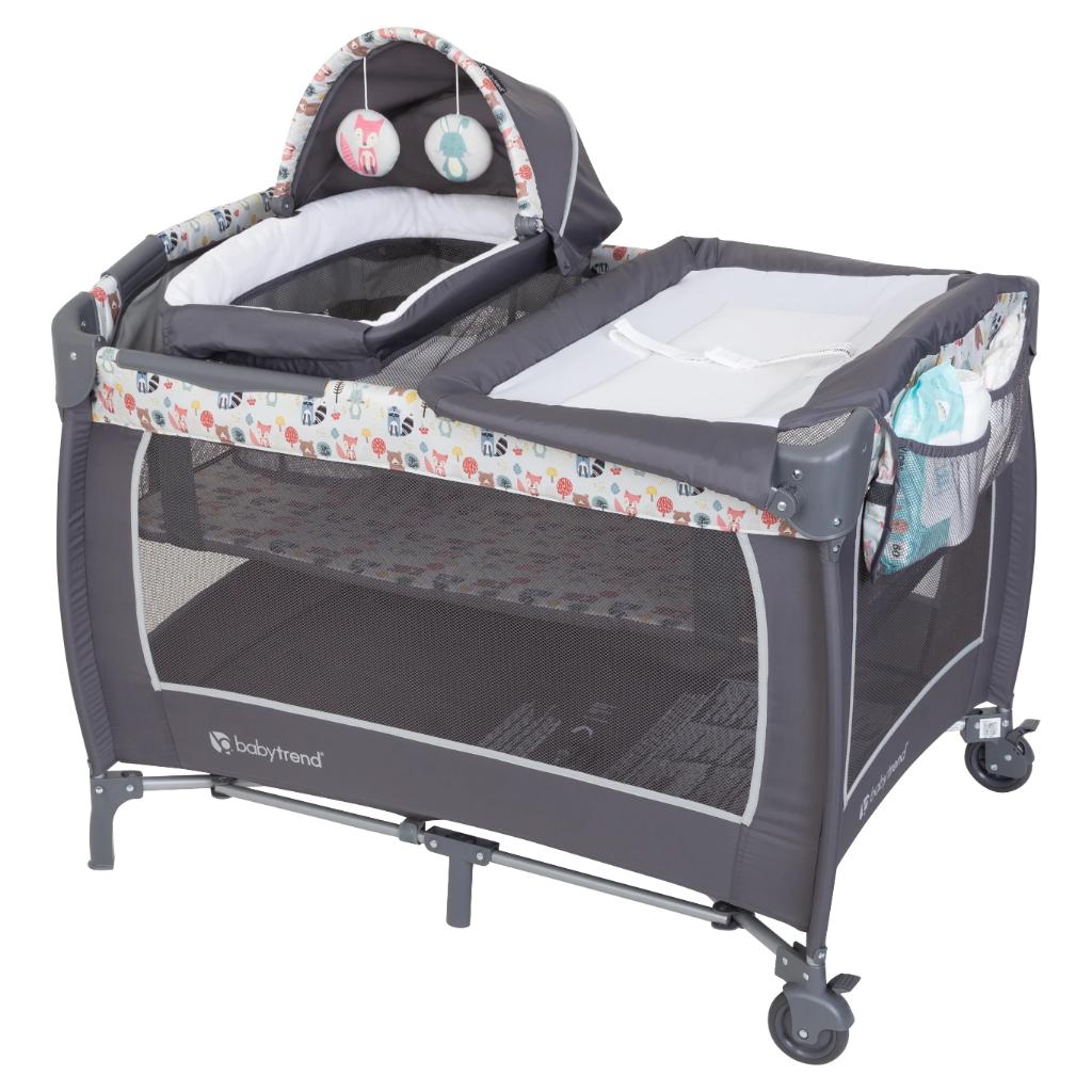 lil’ snooze™ deluxe ii nursery center playard – forest party grey