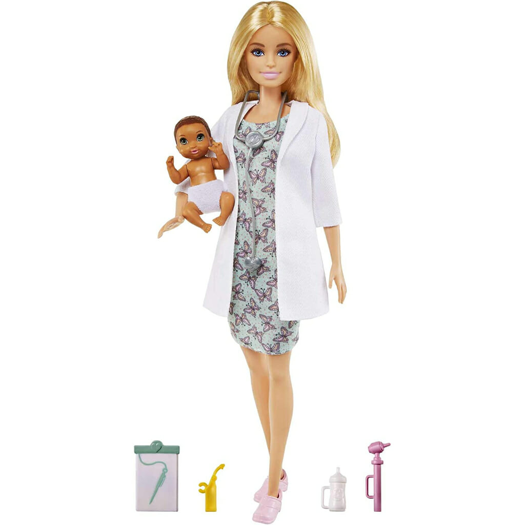 barbie baby doctor playset with blonde doll, infant doll, doctor toy accessories (4)