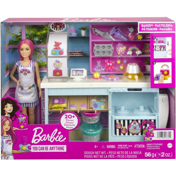 barbie bakery playset with 12 in petite doll, pink hair (6)