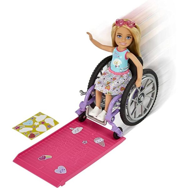 barbie chelsea doll & wheelchair, with chelsea doll (blonde), in skirt2