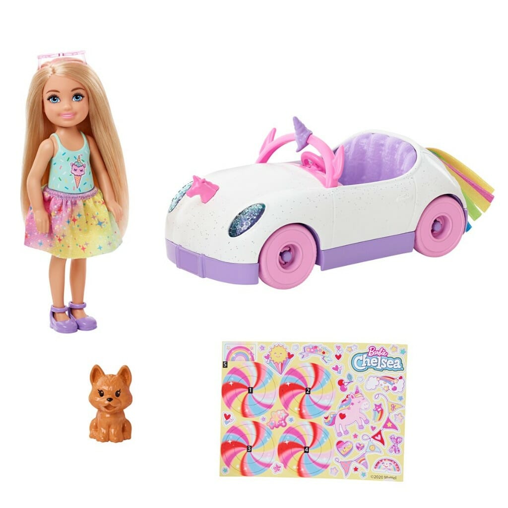barbie club chelsea doll & unicorn car1