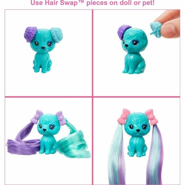 barbie color reveal doll, glittery purple with 25 hairstyling3