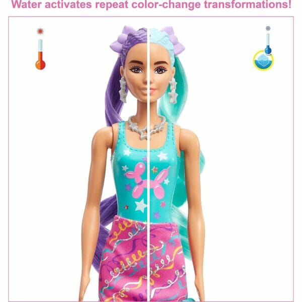 barbie color reveal doll, glittery purple with 25 hairstyling4